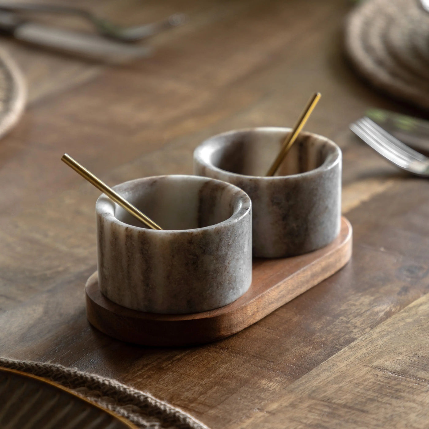 Novi Spoon and Pinch Pot Beige Marble