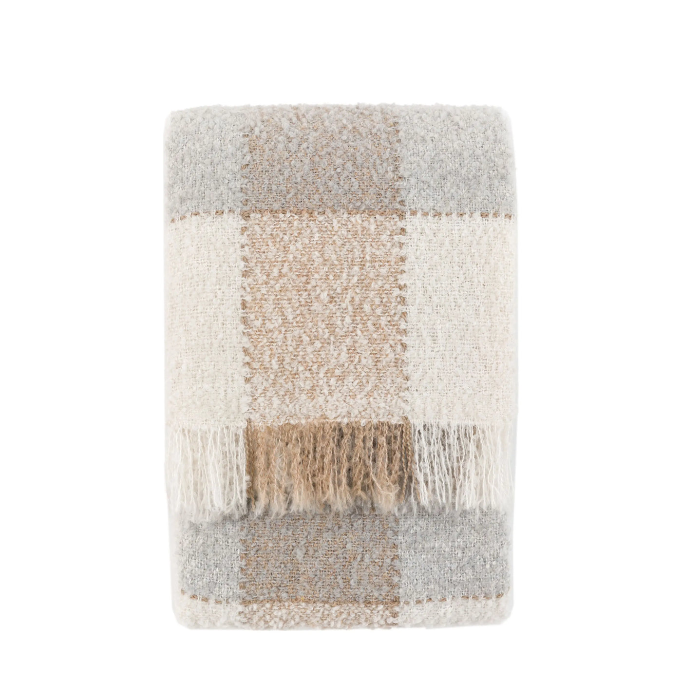 Autumn Check Boucle Throw Natural