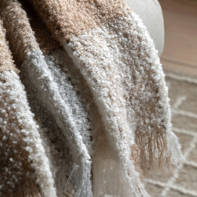 Autumn Check Boucle Throw Natural