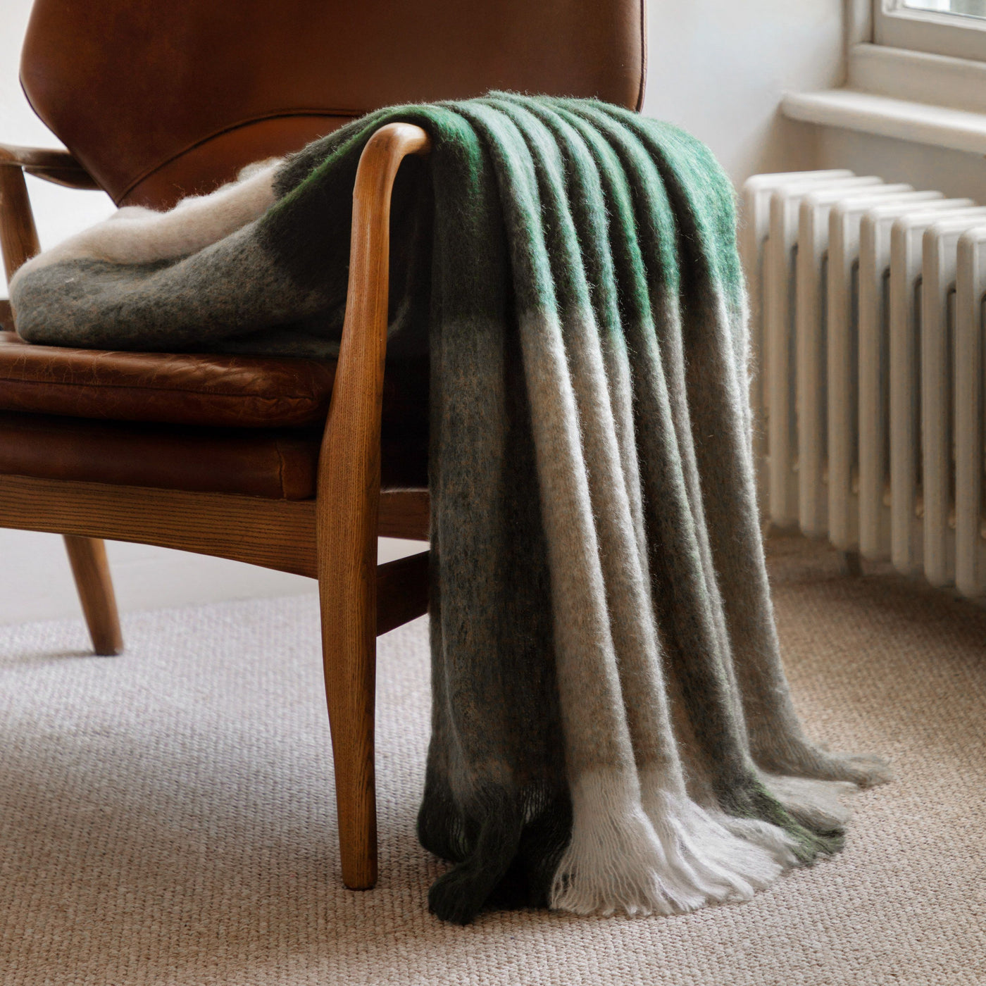 Heritage Check Faux Green Mohair Throw