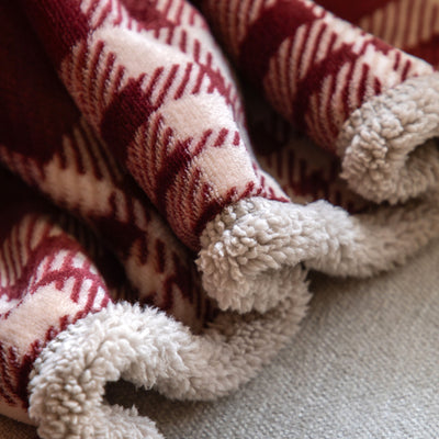 Tartan Sherpa Throw Mulberry