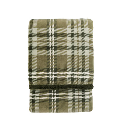 Tartan Sherpa Throw Olive
