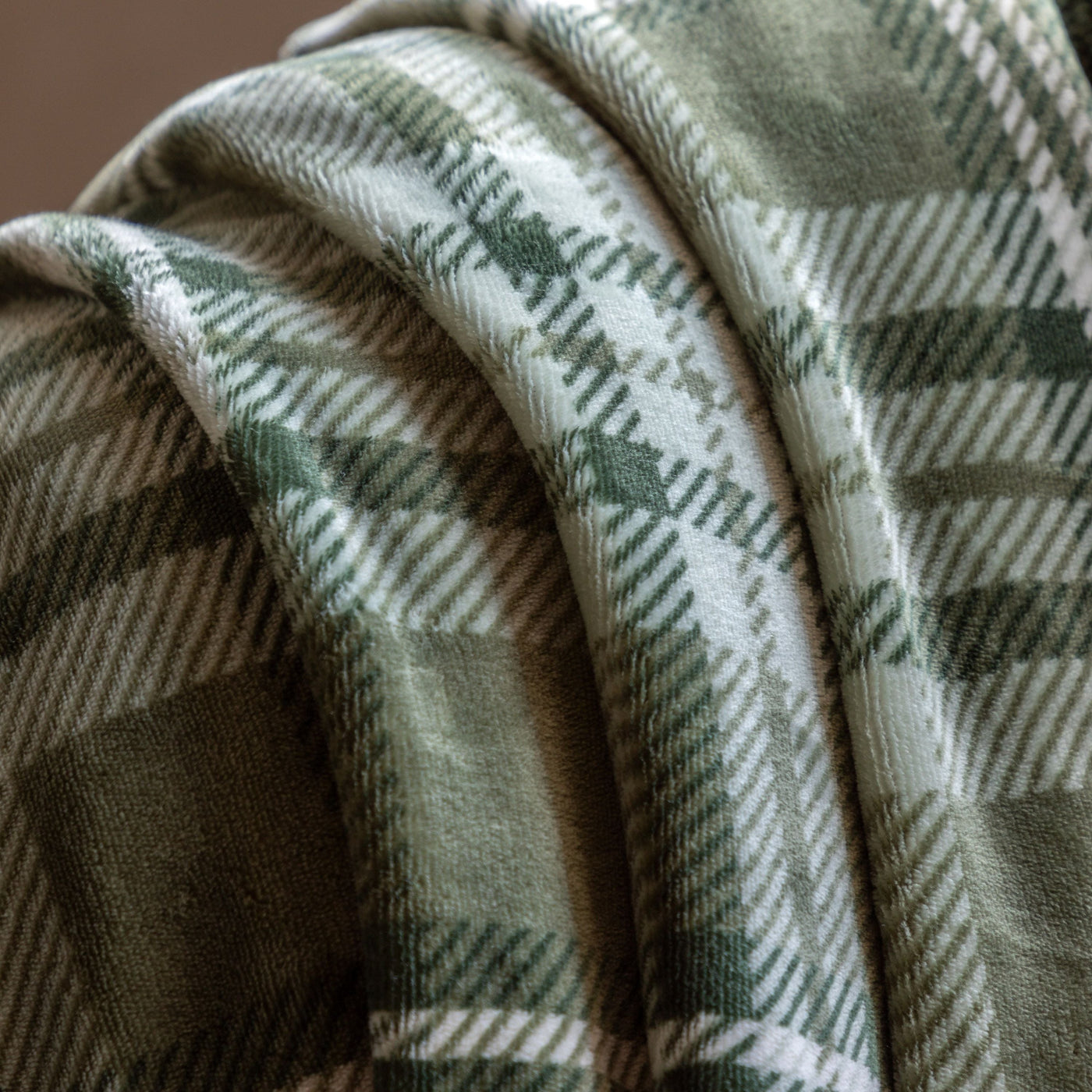 Tartan Sherpa Throw Olive