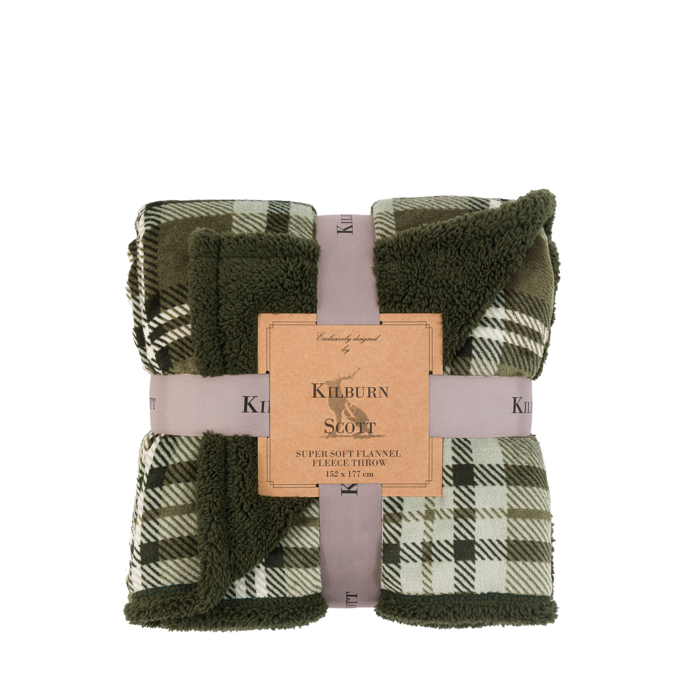 Tartan Sherpa Throw Olive