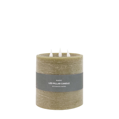 3 Wick LED Candle Olive