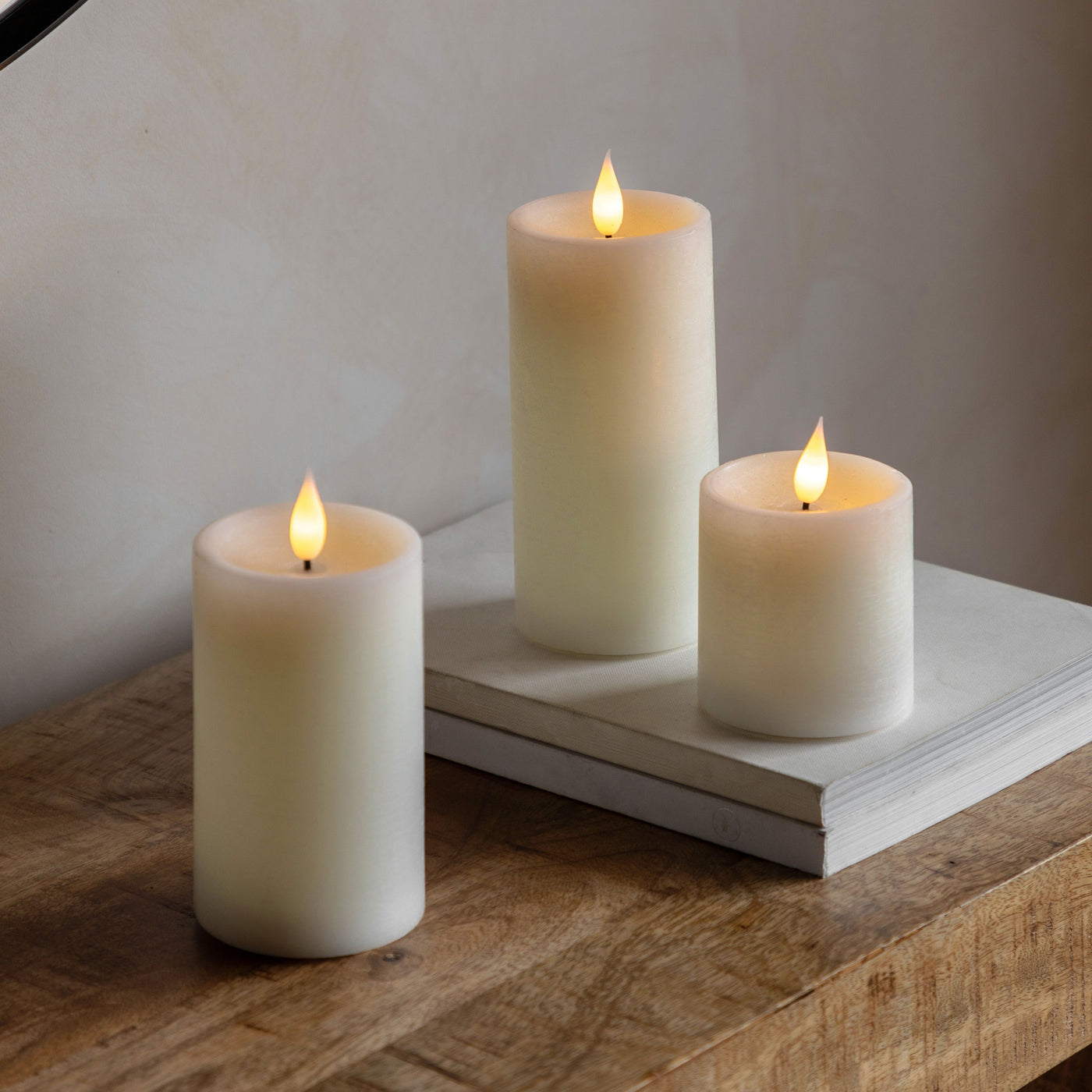x3 Wick LED Candle Ivory