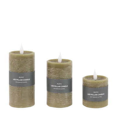 x3 Wick LED Candle Olive