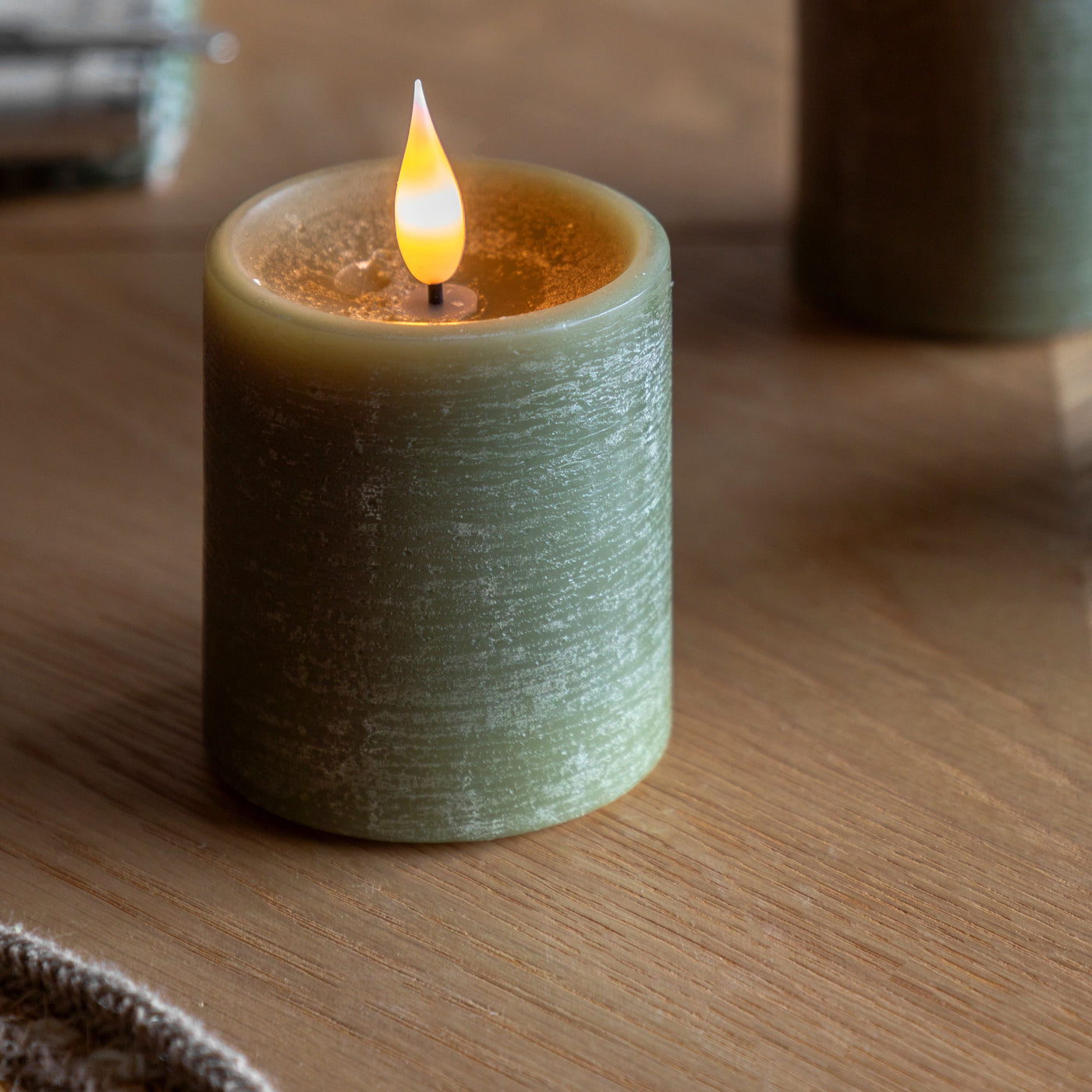 x3 Wick LED Candle Olive
