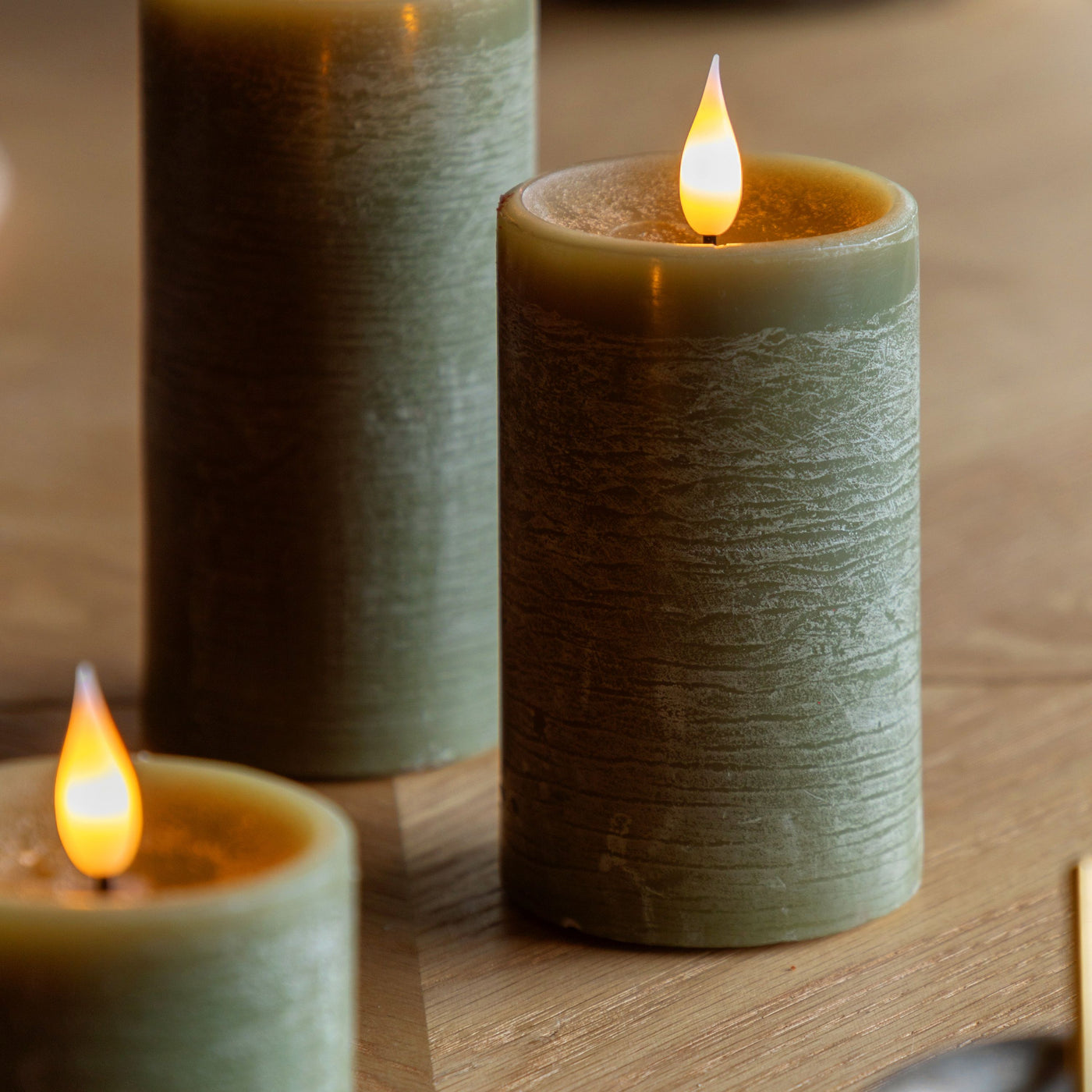 x3 Wick LED Candle Olive