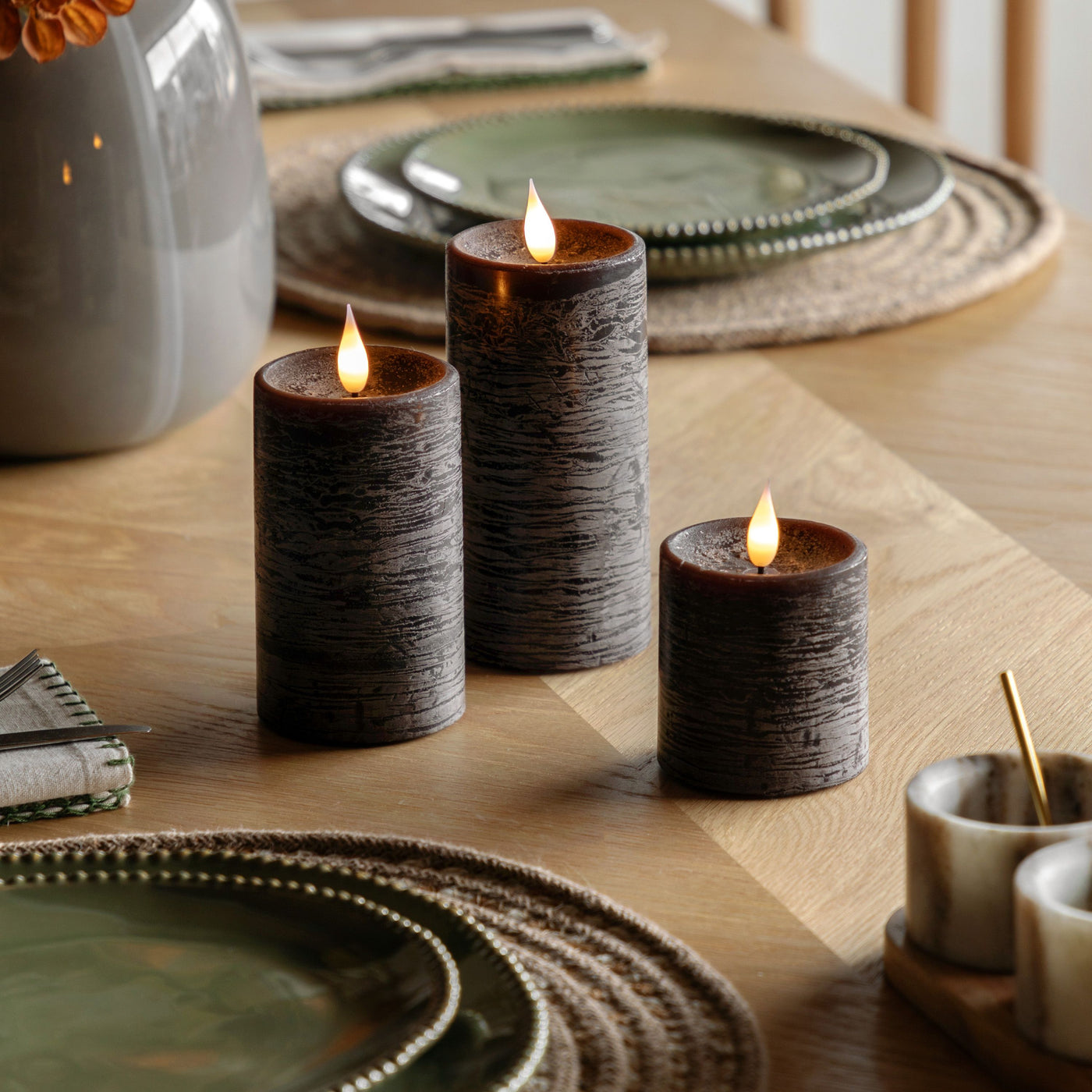 x3 Wick LED Candle Mocha