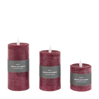 x3 Wick LED Candle Oxblood
