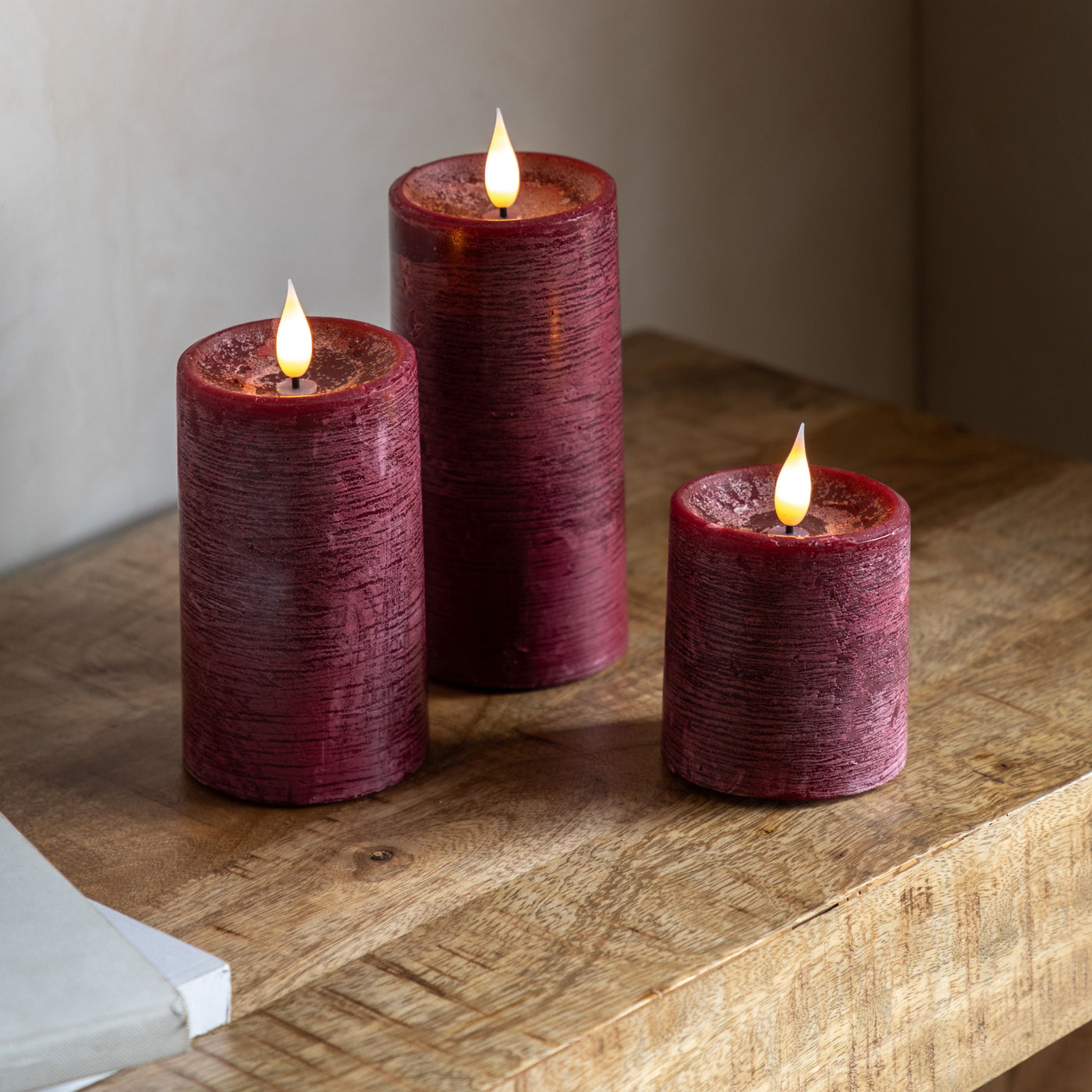 x3 Wick LED Candle Oxblood