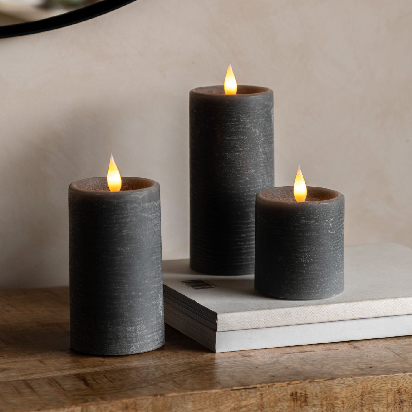 x3 Wick LED Candle Grey