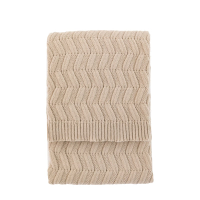 Herringbone Woven Knit Throw Natural