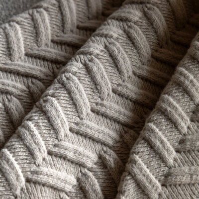 Herringbone Woven Knit Throw Natural