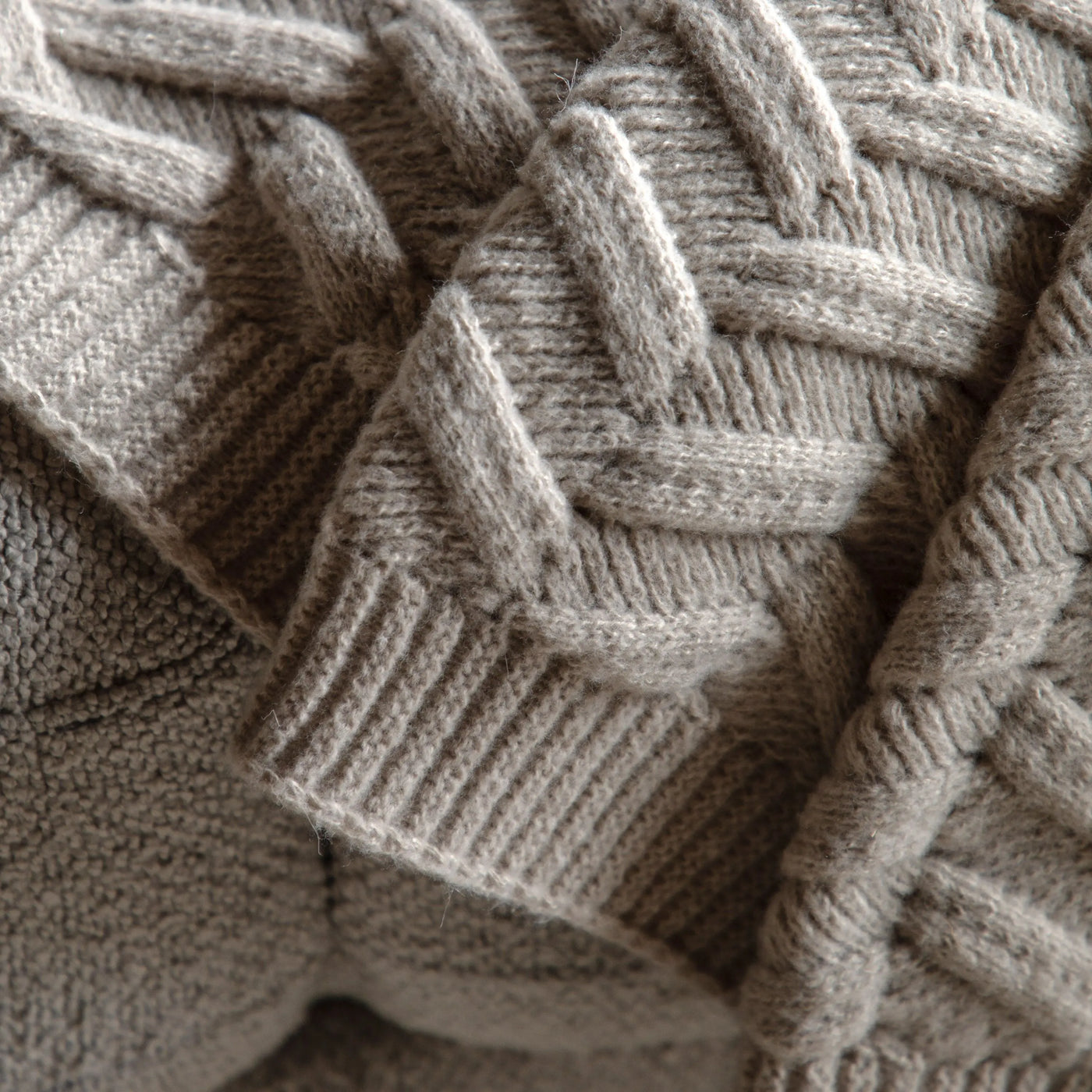 Herringbone Woven Knit Throw Natural