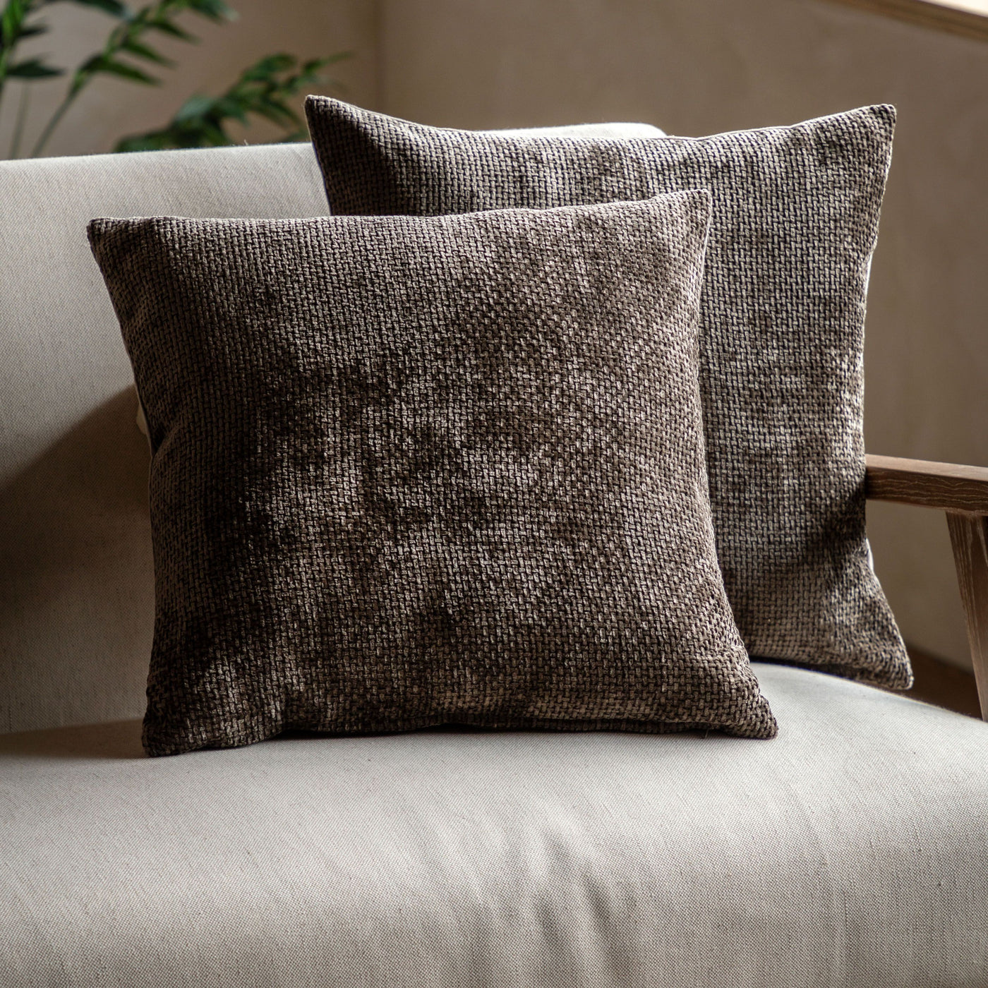 x2 Basketweave Chocolate Cushions