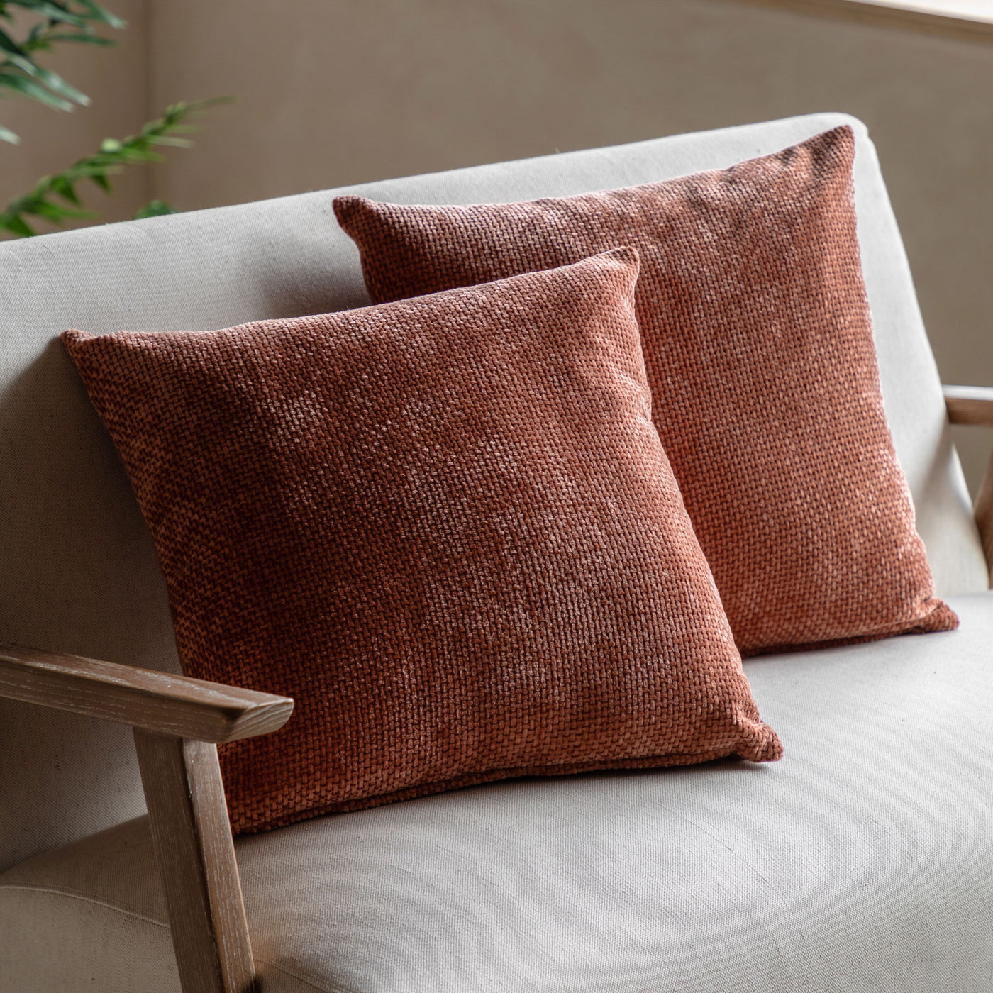 x2 Basketweave Rust Cushions