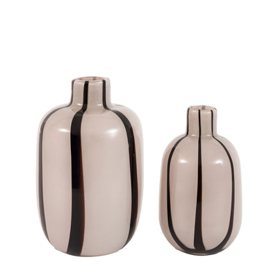 x2 Linea Stripe Glass Vase Monochrome