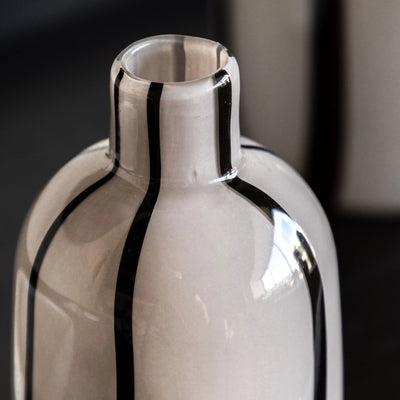 x2 Linea Stripe Glass Vase Monochrome