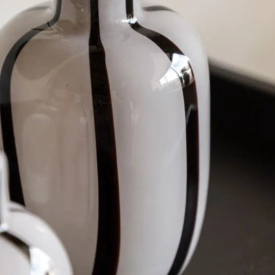 x2 Linea Stripe Glass Vase Monochrome