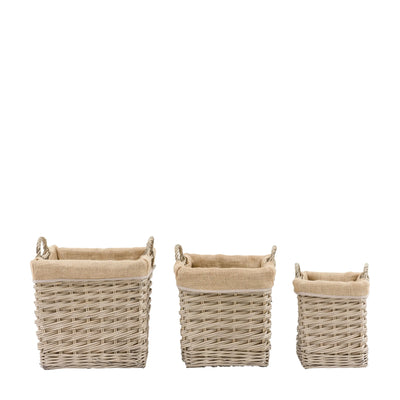 x2 Faden Square Lined Basket Natural