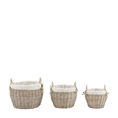 x2 Aro Round Lined Baskets Natural