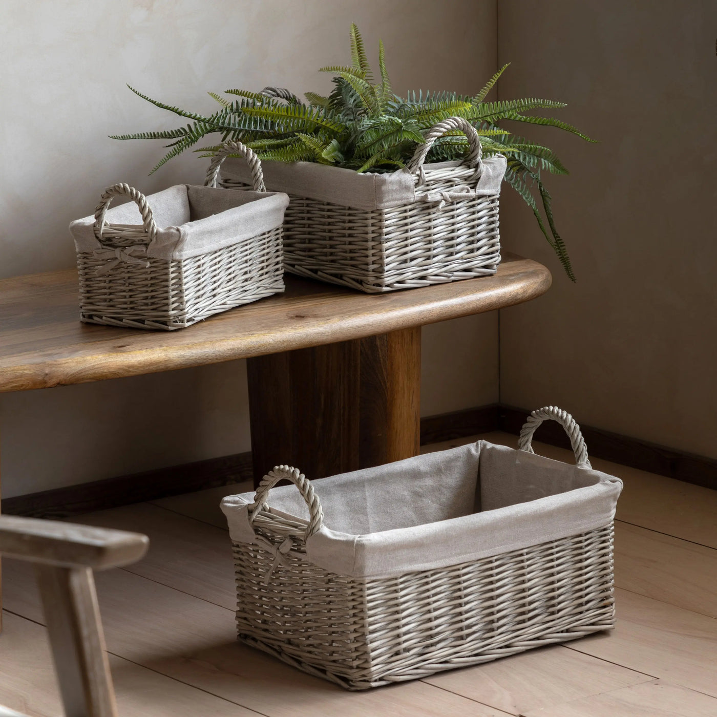 x2 Rama Lined Baskets Natural