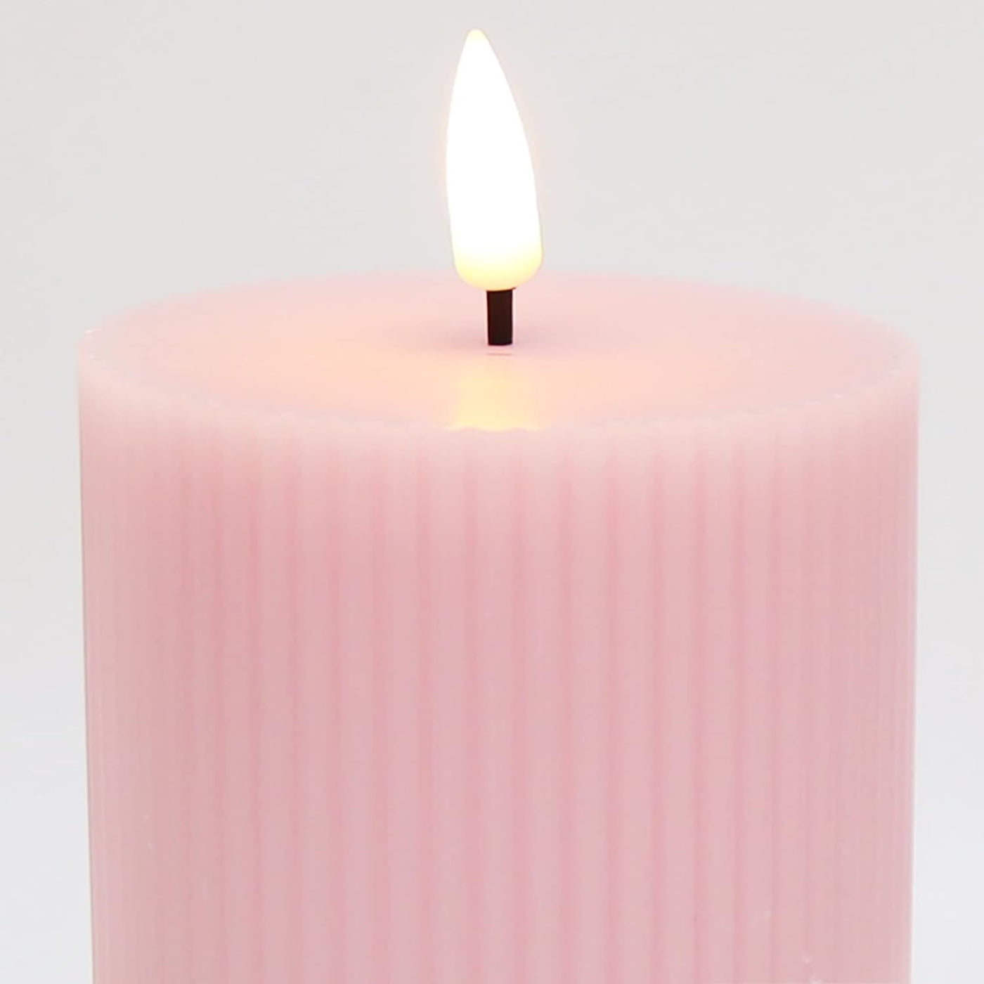 x4 Ribbed Pillar Candle Pink