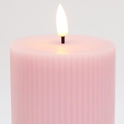 x4 Ribbed Pillar Candle Pink