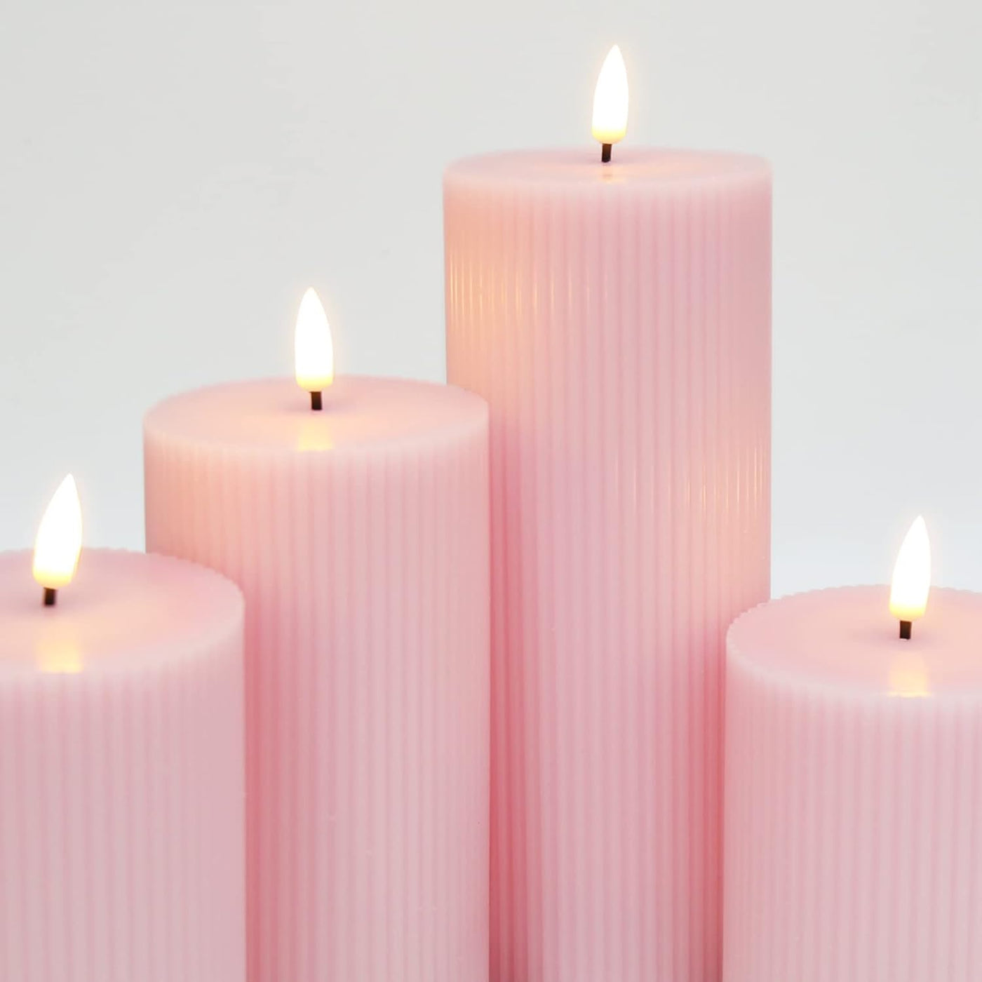 x8 Ribbed Pillar Candle Pink