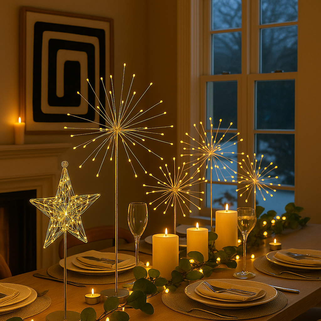 x6 Starburst Lamps & x2 Eucalyptus Berry Garland Lights