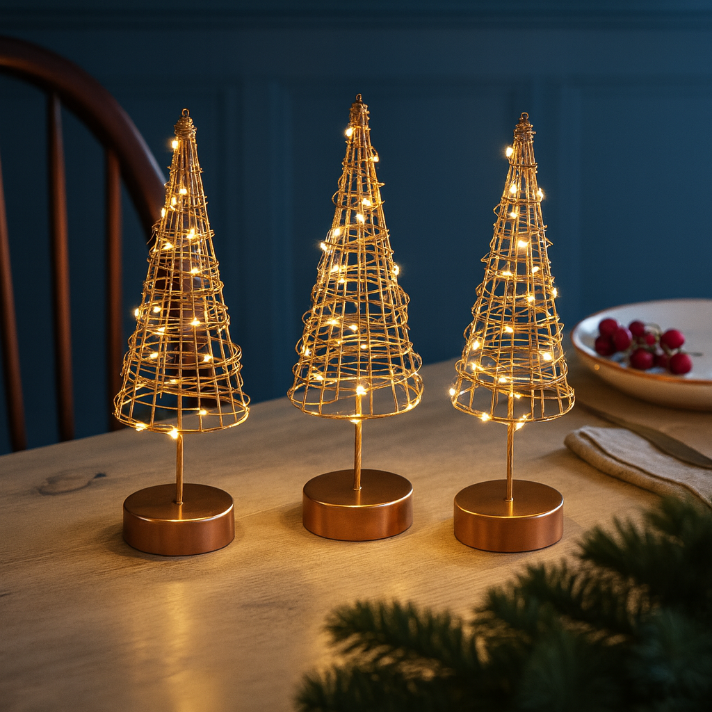 x3 Table Tree Lights Gold
