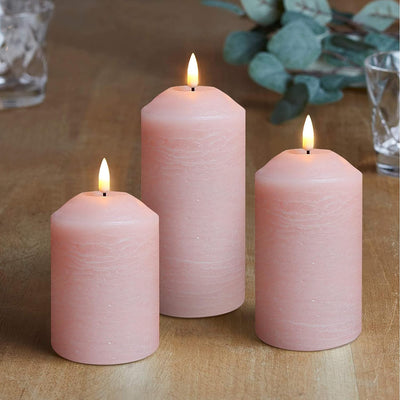 LED Pillar Candles Blush Pink