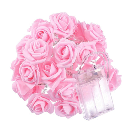12x Floral /Ribbed LED Candles & Rose Garland Light Pack