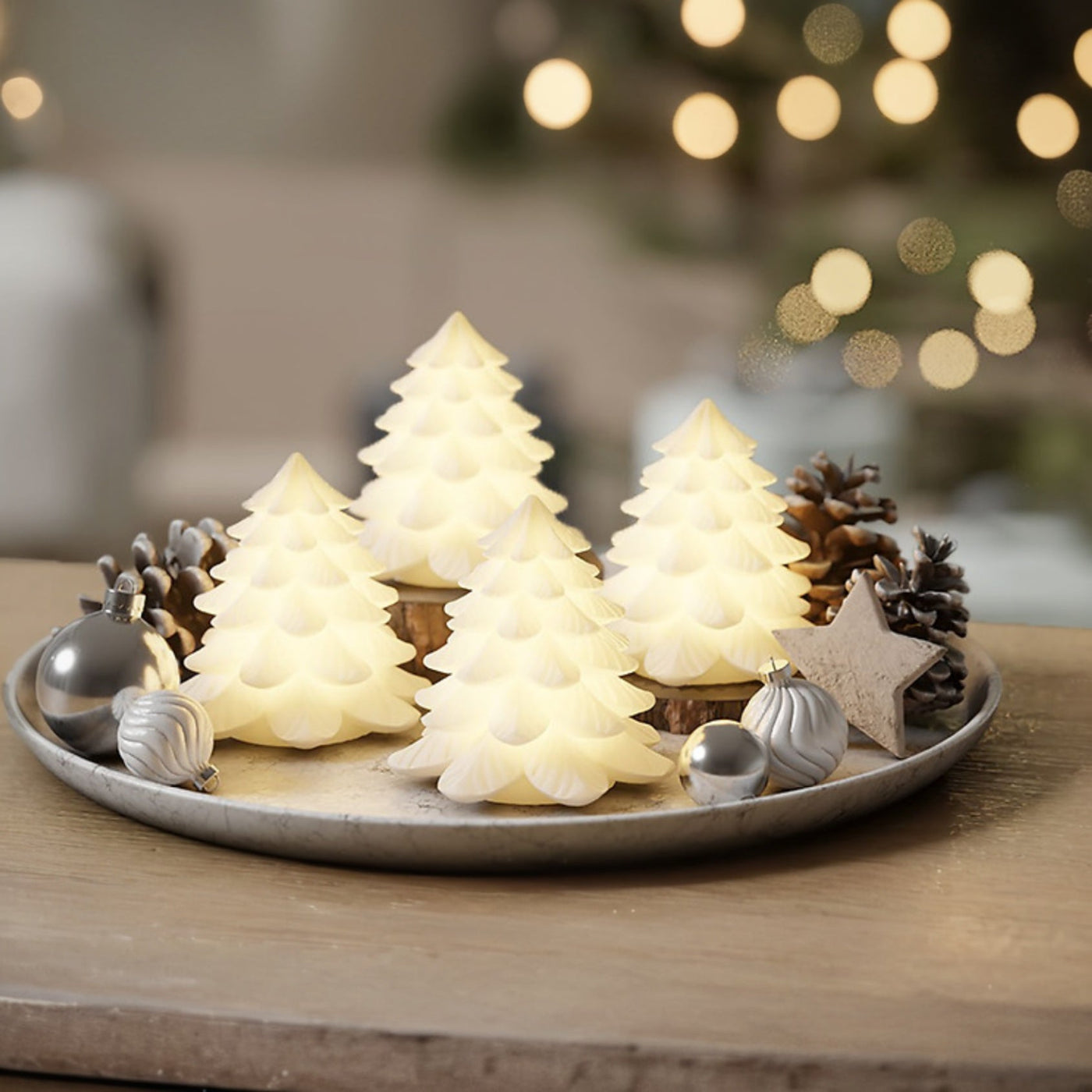 x24 LED Wax Mini Pine Tree Lights