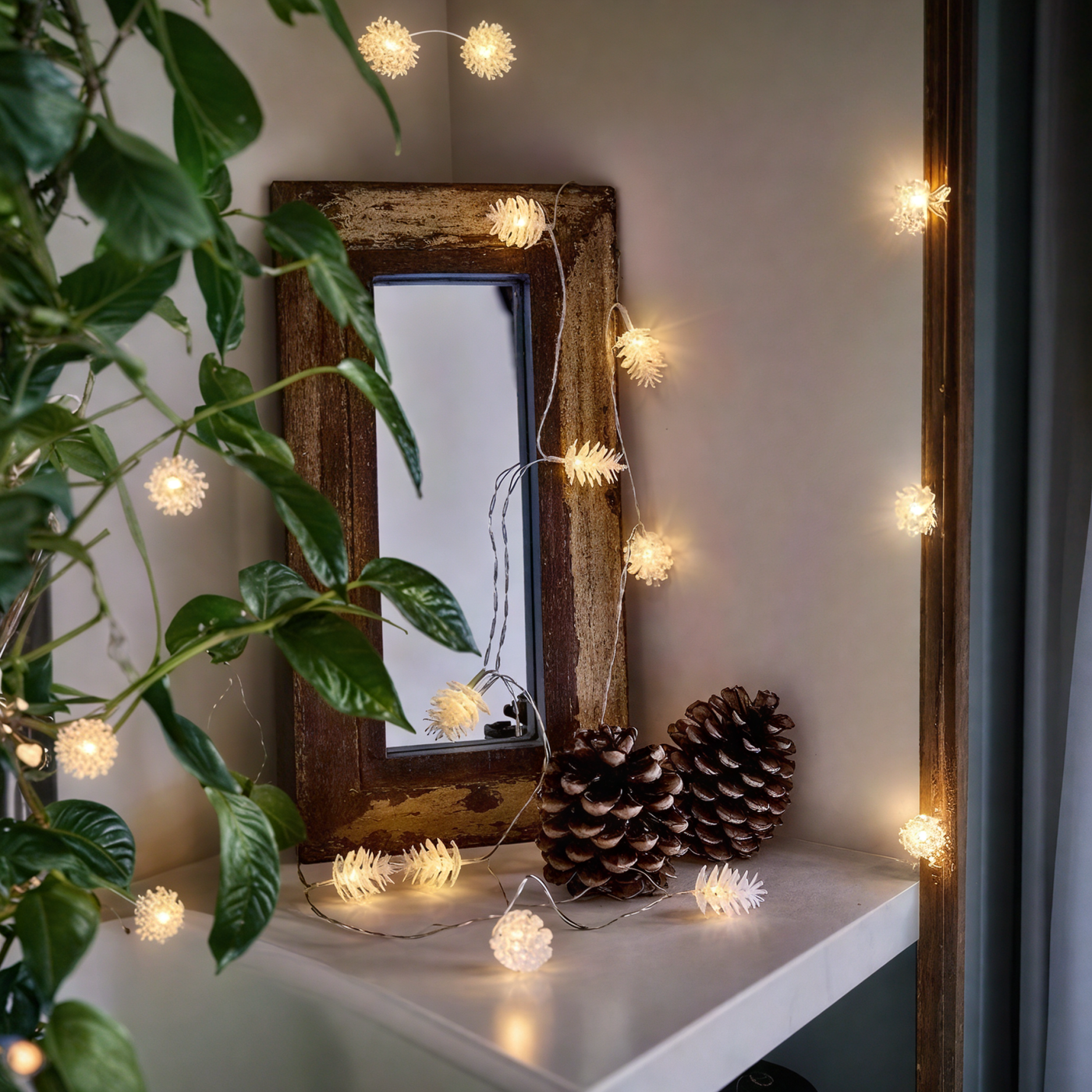 x6 Pinecone Garland Lights Clear