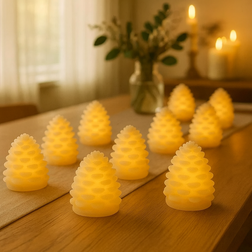 x48 LED Wax Pinecone Mini Lights