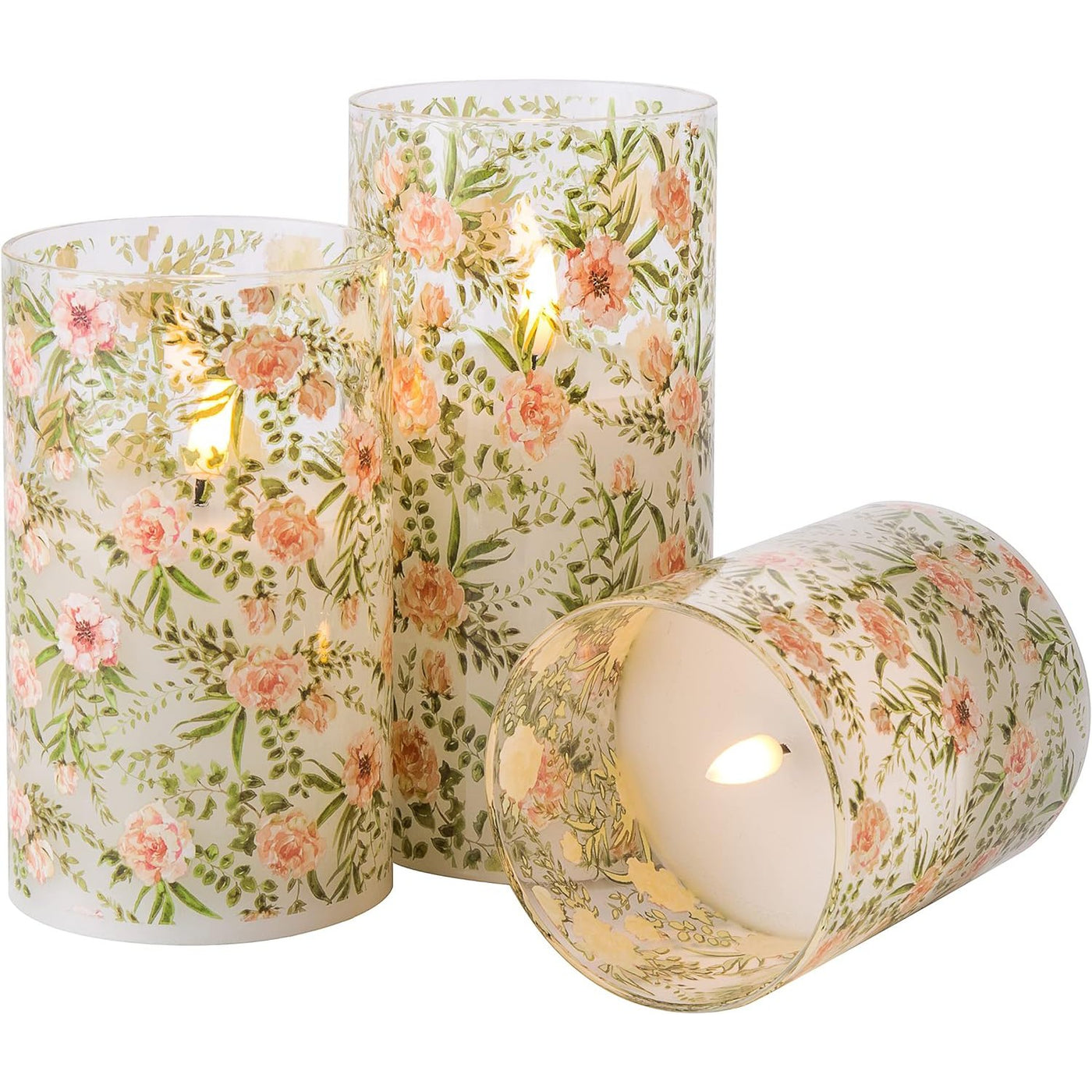 Spring Flowers LED Glass Candles