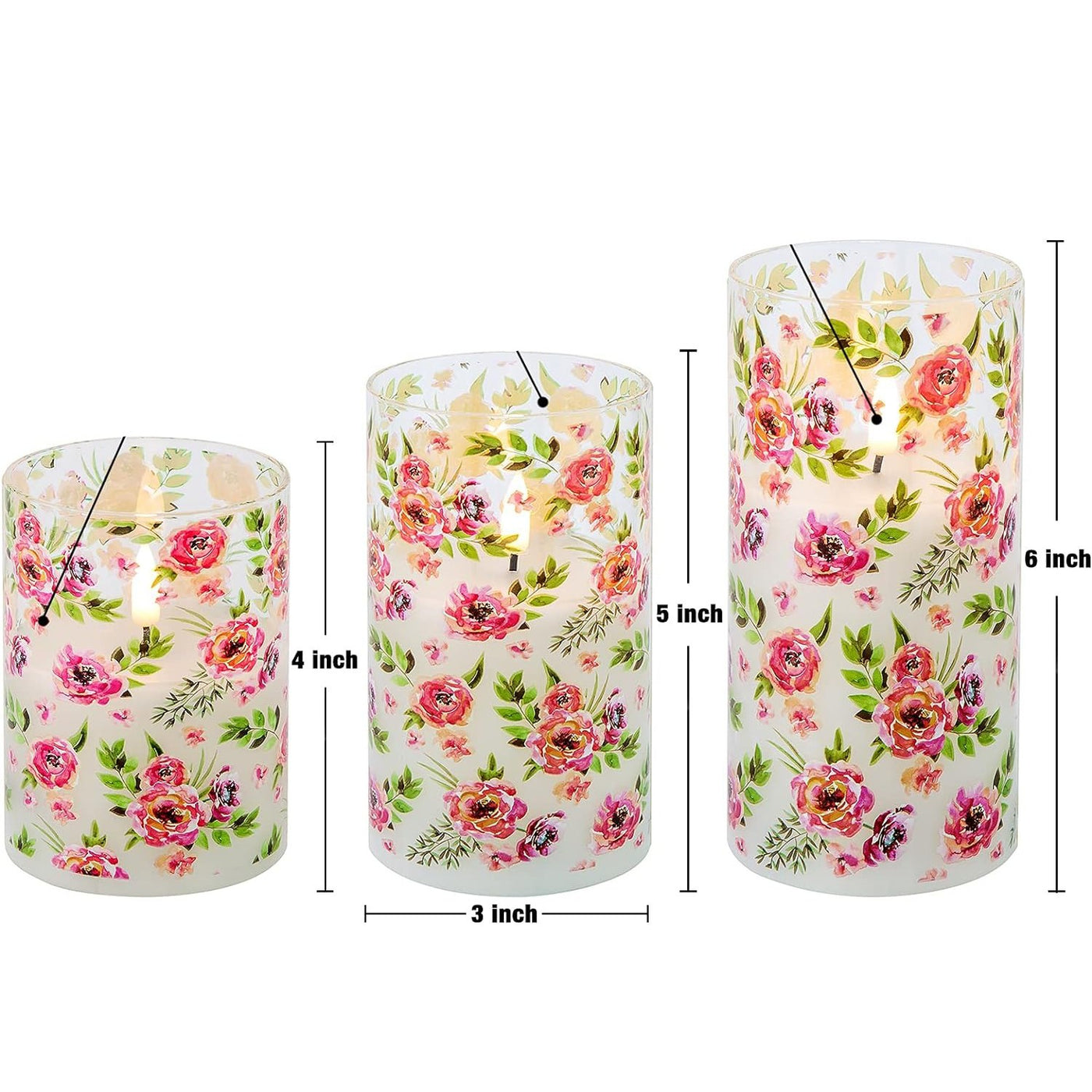 12x Floral /Ribbed LED Candles & Rose Garland Light Pack
