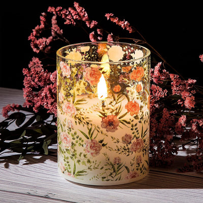 Spring Flowers LED Glass Candles