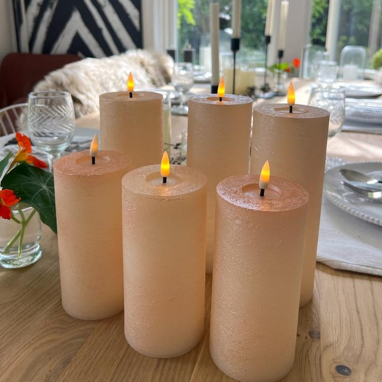 x6 Metallic Pillar Candles Light Champagne