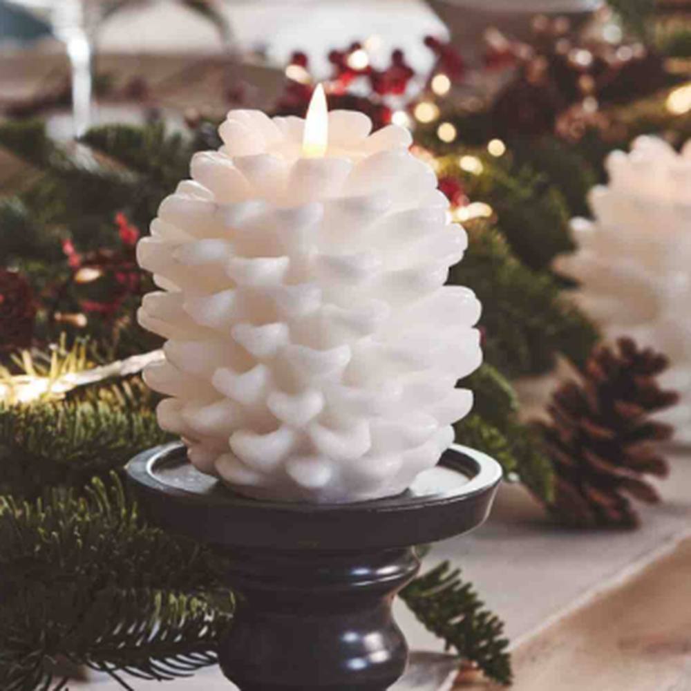 X3 Pinecone Candle White