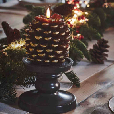 X3 Pinecone Candle Gold