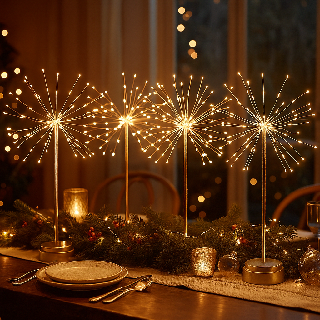 x6 Large Starburst Table Lamps Silver