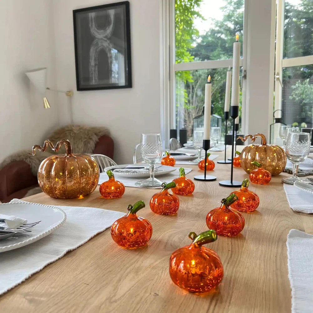 x12 Mini LED Glass Pumpkins