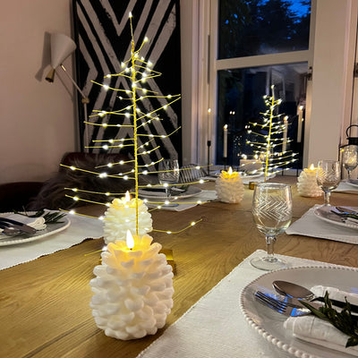 x3 Festive Tree & x6 Pinecone LED Candles