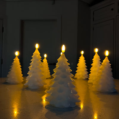 x6 LED Festive Tree Candle White