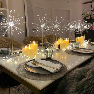 x6 Large Starburst Table Lamps Silver