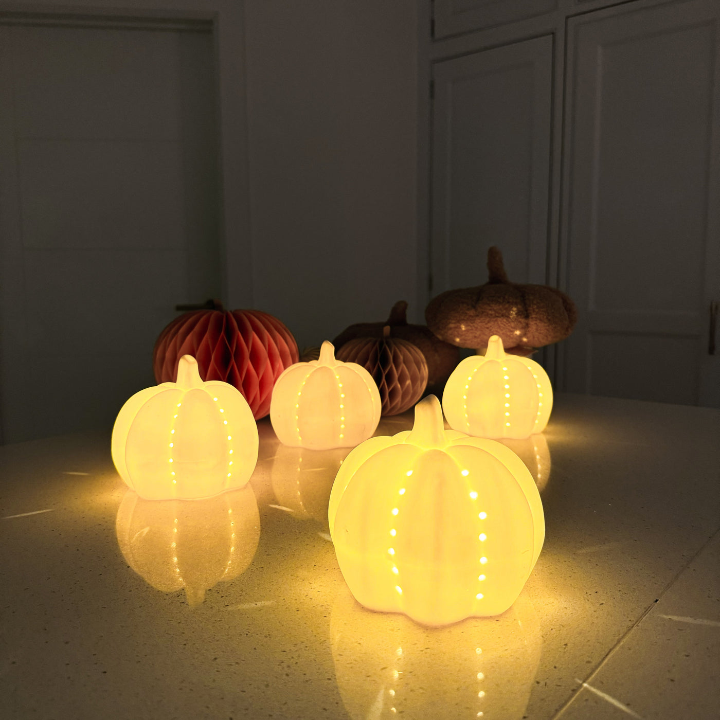 x4 LED Ceramic Pumpkins